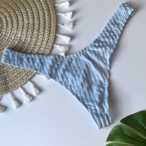 Victoria’s Secret PINK High Leg Velvet Thong Panty Sky Blue NEW